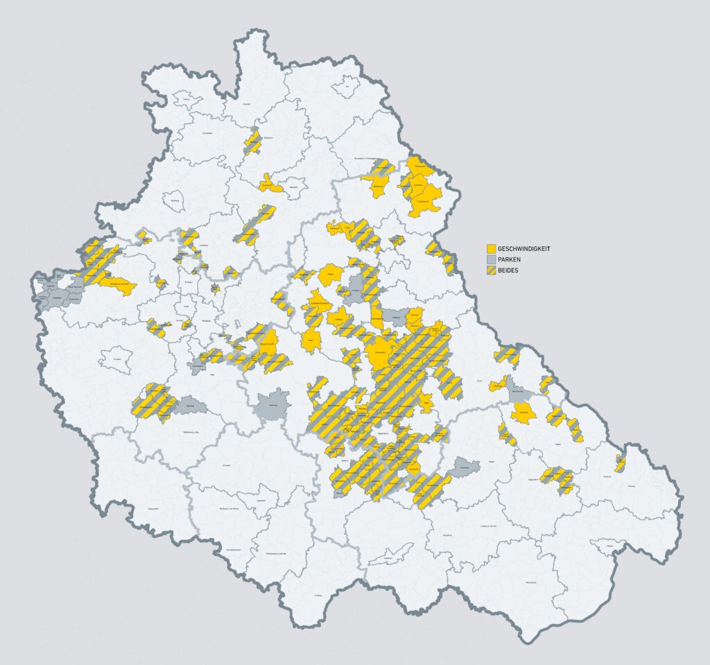 Das Bild zeigt das Verbandsgebiet des ZV KVS Oberpfalz, das sich über die Oberpfalz, Niederbayern und Mittel- sowie Oberfranken erstreckt.
